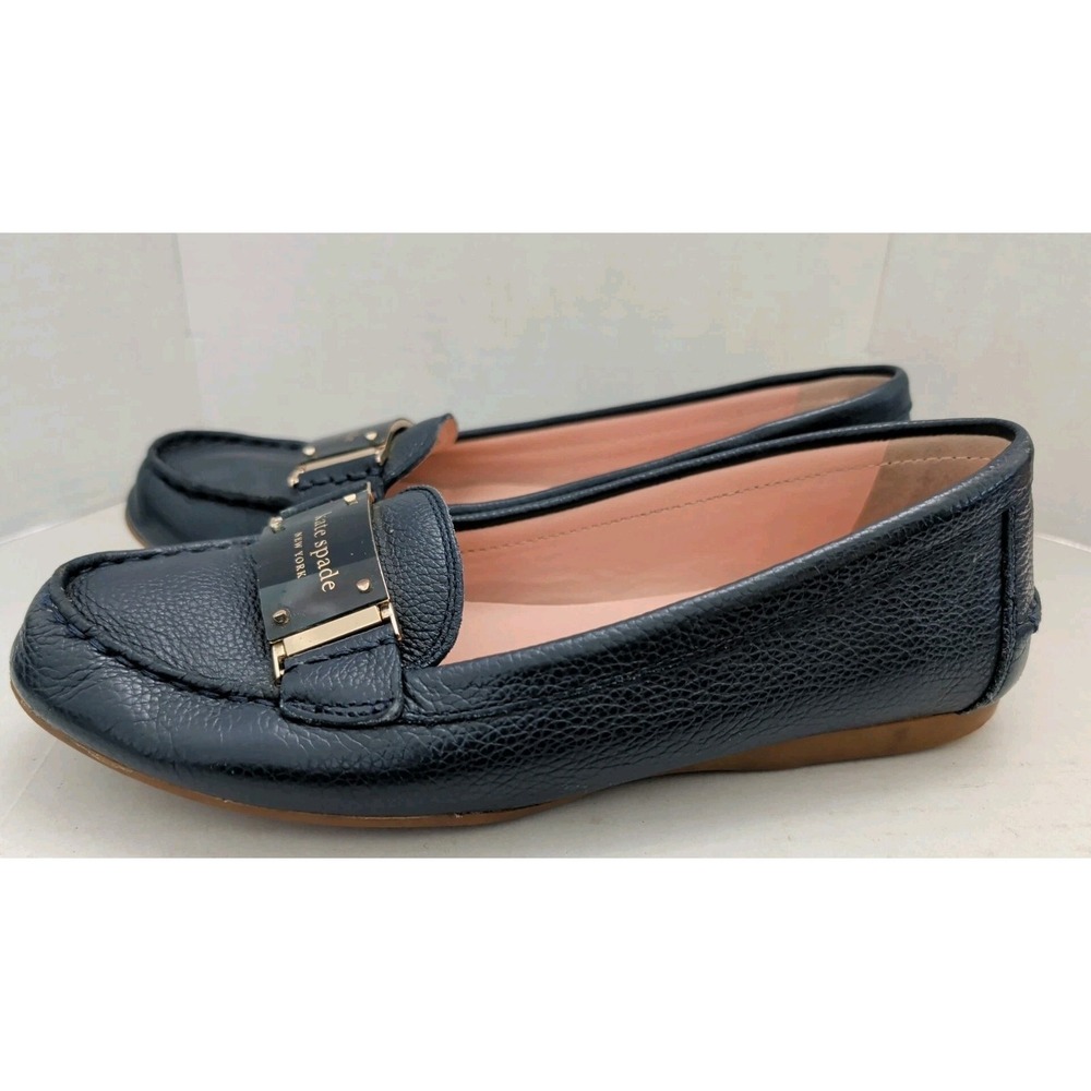 Kate Spade New York Women's Cheshire Navy Blue Pebbled Leather Loafers Size 7B - Picture 6 of 9
